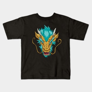 Chinese Dragon Head Gold Kids T-Shirt